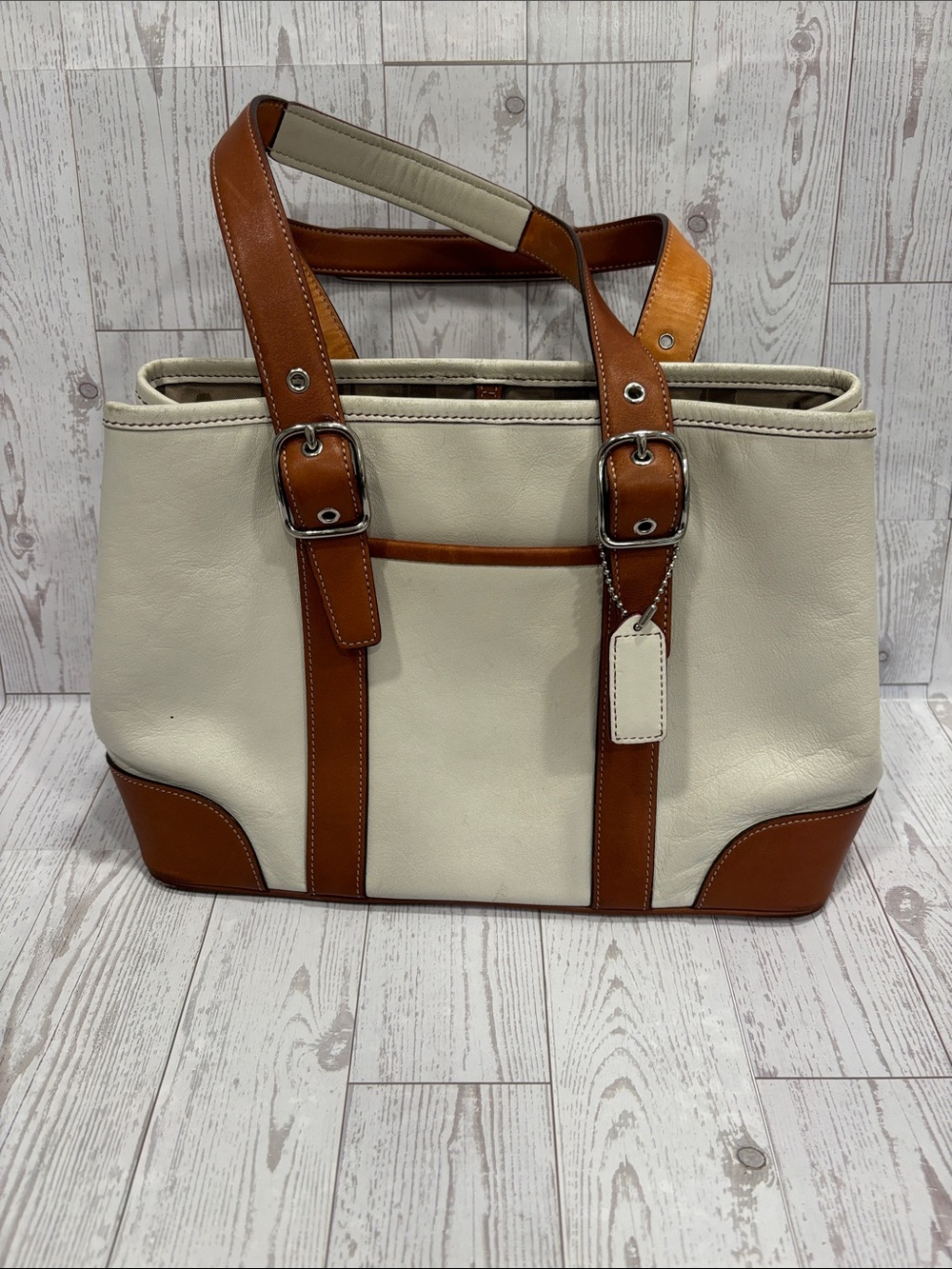 Coach Hamptons Leather Satchel Tote